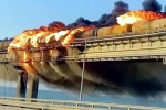 Crimea bridge news, Russia, huge explosion on crimea bridge that connects russia, Fire accident