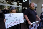 lyft drivers, uber drivers, uber lyft drivers protest across the u s, Lyft