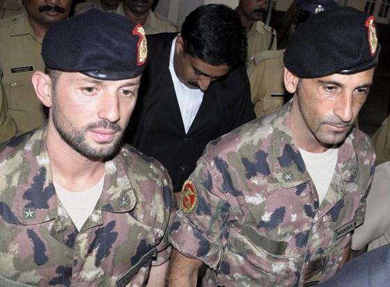 Two Murder charged Italian marines on way to Delhi...