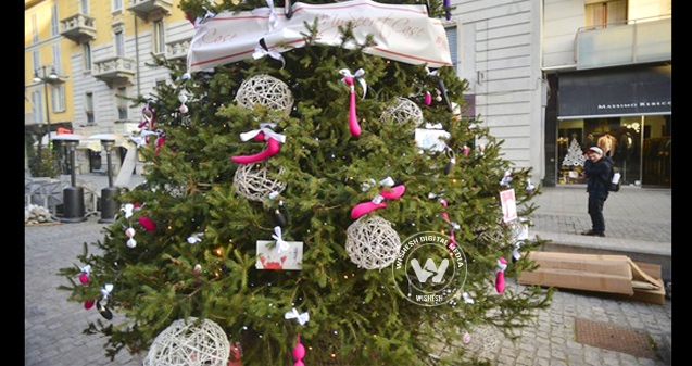 Christmas tree decked with sex toys denuded